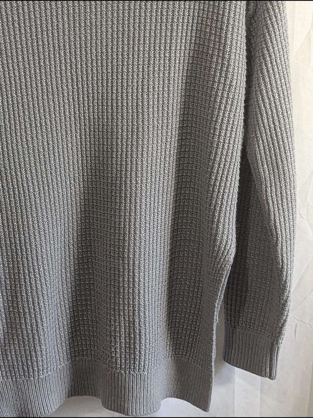 ZESICA Gray Waffle Knit Henley Sweater High Low Hem Side Slit Women's Small